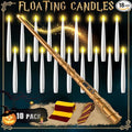 Halloween Floating Candles 18 Pcs - Magical Flameless Candles with Wand Flickering Warm Lights Ideal for Indoor Window Bedroom Halloween Cosplay Birthday Theme Party Decor