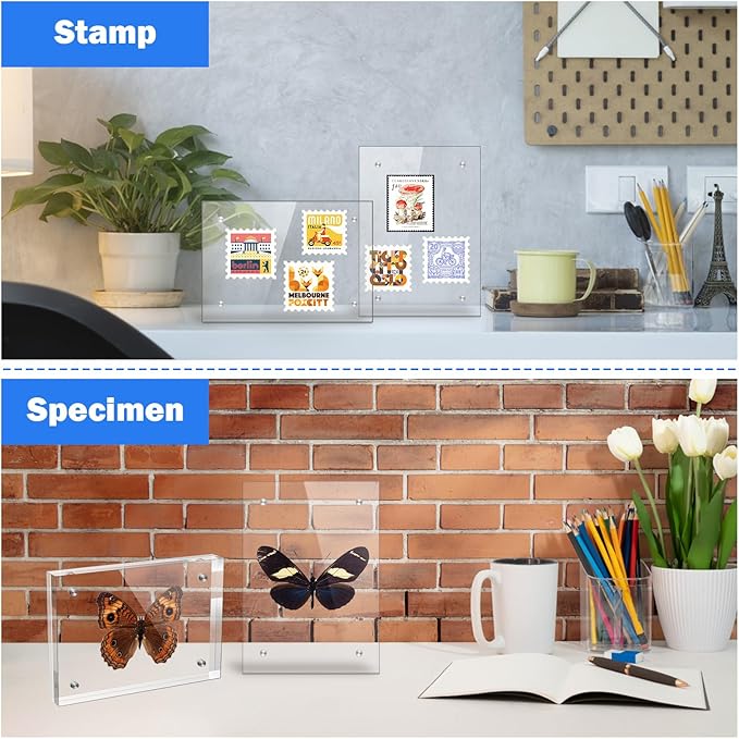 Small 2.5×3.5 Inches Acrylic Wallet Size Picture Frame,Clear Magnetic Picture Frame for Wedding，Double Sided Frameless Photo Frame for Desktop Free Standing,Display Stand Photo Frame