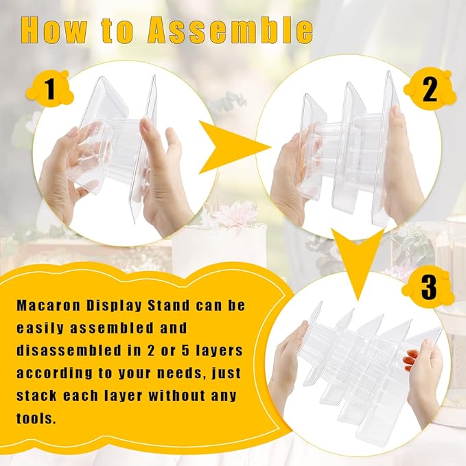 5 Tiers Square Macaron Tower Stand, Plastic Transparent Cake Stand Macaroon Display Rack Desserts Cupcake Holder Platter for Wedding, Birthday Party, Baby Shower, Party Decor