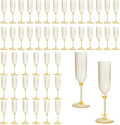 XUWAIDSGN 48 Pack Amber Detachable 2 piece Champagne Flutes 5.5 Oz Unbreakable Plastic Mimosa Disposable Champagne Glasses Drinking Cups Stemmed Reusable Wine Toasting Glasses for Wedding