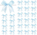 50 PCS Twist Tie Bows Satin Ribbon Bows 3.3 Inch Gift Wrap Bows Craft Bows for Gift Wrapping, Party Decorations Gifts Bag DIY Treat Bags Wedding Decor Baby Shower Christmas (Light Blue)