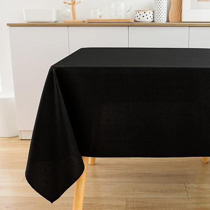 2 Pack Square Table Cloth 60X60 Inch Black Washable Fabric Tablecloth Polyester Solid Dining Table Cover for Birthday Party Dinner Holiday Outdoor Indoor