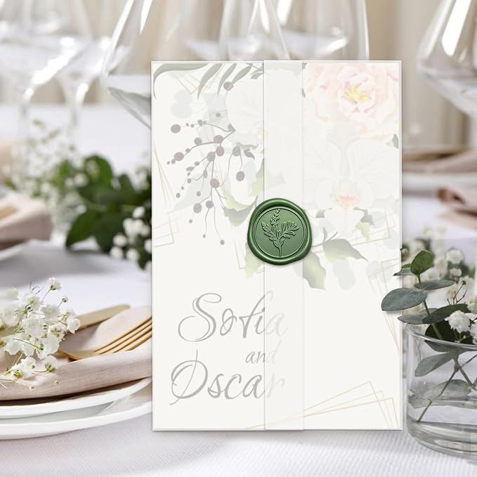 60 Pack Pre-Folded Vellum Jackets for 5.5x7.5 Invitations, Translucent Vellum Paper 5.5x7.5 Jackets, 100GSM Wedding Invitations Wraps, Envelope Liners for Birthdays, Baby Showers