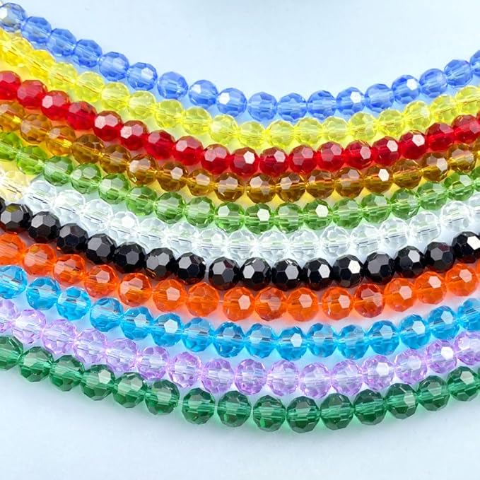 400 PCS 4mm Crystal Glass Beads Round Multiple Faceted Loose Spacer Glass Beads for DIY Handcrafte Bracelet Necklace Earring Jewelry Making(Orange)