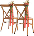 Meldel 10Pcs Wedding Chair Decorations Aisle Flowers Swag Artificial Flower Ivory Orange Garland with Ribbion for Ceremony Reception Church Rose Floral Faux Arrangement Party Outdoor Pew Decor