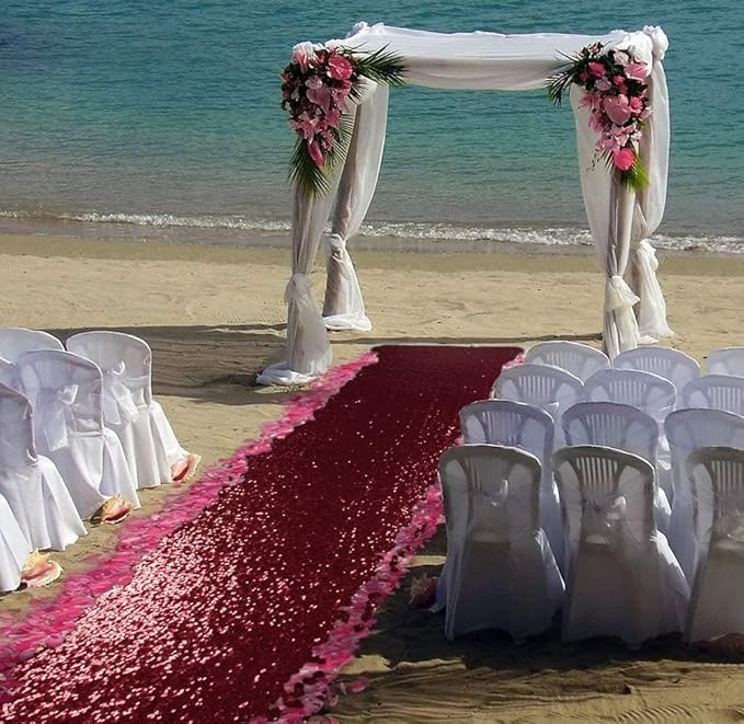 ShinyBeauty Sequin Aisle Runner Rug 4x15FT - Sparkly Burgundy Carpet for Wedding, Christmas, Party Decor - Glittering Floor Mat (48x180 Inch)