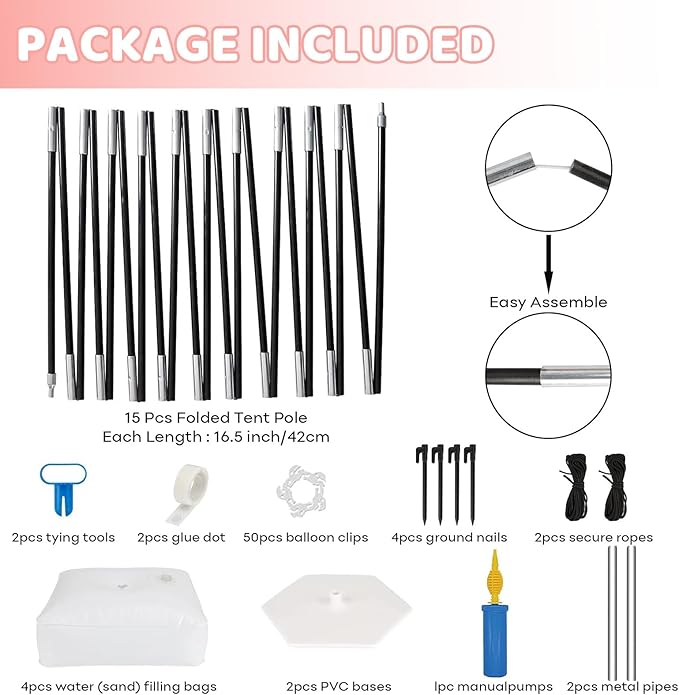 Paready Black Balloon Arch Stand Kit, Adjustable Balloon Arch Stands for Floor Garden Arbors, Balloons Arch Kit with Base Support Backdrop for Birthday Wedding Baby Shower Graduation Arbors Photo