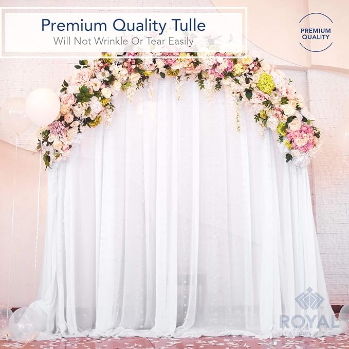 Royal Imports 54” Fabric Tulle Bolt for Wedding Party Decoration Bridal Shower - Tutu Roll, Netting Spool Ribbon Wrapping, White, 40 YDS