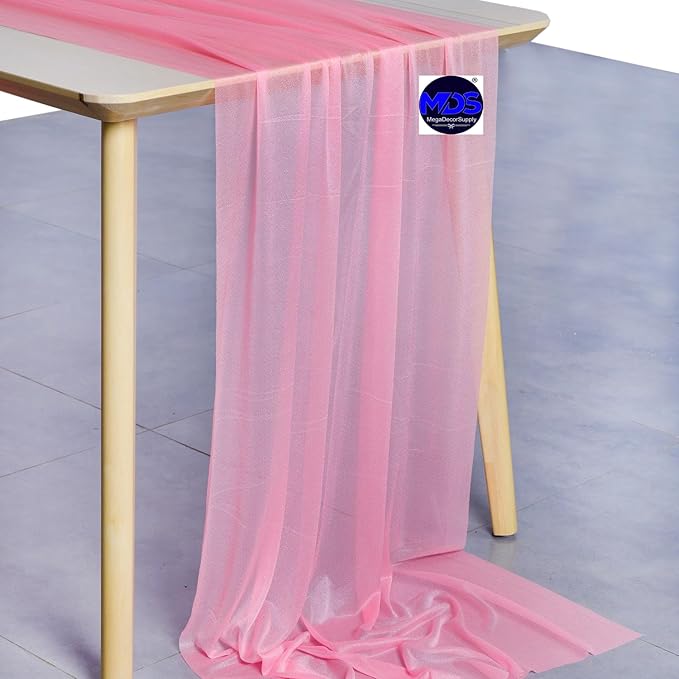 MDS Halloween Chiffon Table Runner - 10 Pack, 29 x 120 Inches, 10ft Each - Sheer Spooky Table Runners for Haunted House Parties, Trick-or-Treat Tables, Witchy Décor, Wedding & Events - Coral
