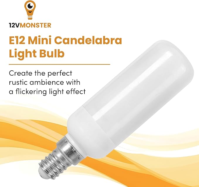 Fire Effect T6 T8 E12 LED Fire Candle Light Bulb Flame Flicker Tube Base Shape Novelty Lighting B11 Torch Rustic Farmhouse Bulbs 12mm Diameter, 100MM / 4.00" Total Length 120V ST15 3 Pack