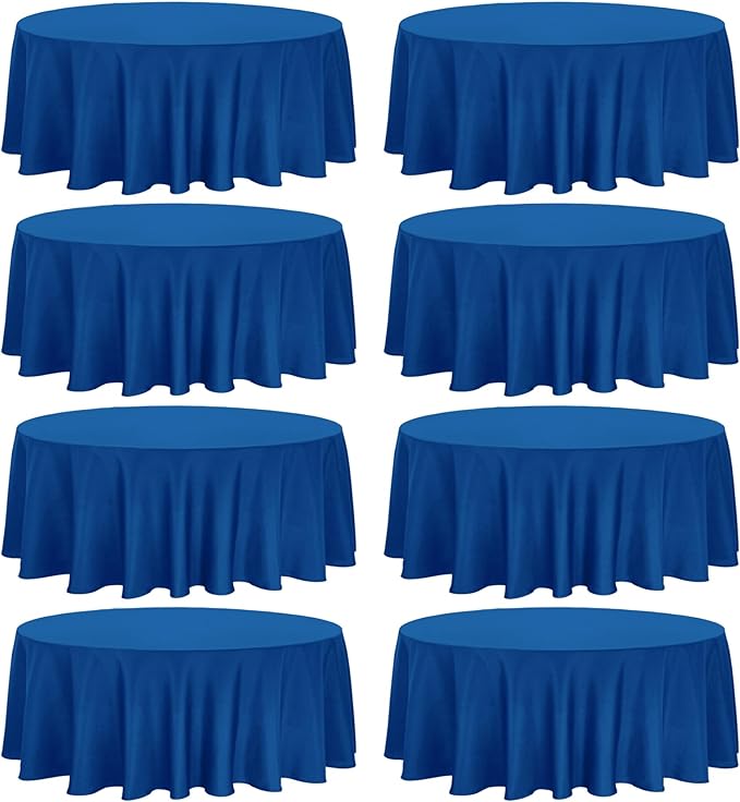 8 Pack Premium Round Tablecloth 120 Inch Round Table Covers Washable Polyester Fabric Round Table Clothes for Wedding Party Reception Banquet Buffet Restaurant (Royal Blue, 120 Inch)