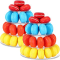 Juexica 2 Pcs Round Macaron Display Tower Stand 4 Tiers Plastic Cake Rack Macaron Wedding Cupcake Display Food Serving Stands Clear Dessert Tower for Wedding Baby Shower Birthday Decoration