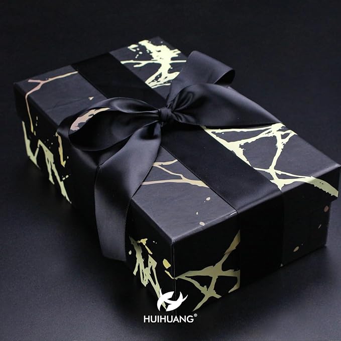 HUIHUANG 1-1/2 inch Double Face Satin Ribbon, Polyester Satin Black Ribbon 50 Yards Per Roll for Gift Wrapping Bows Making Floral Bouquet Wedding Decor Baby Shower Party Favor and Craft Supplies