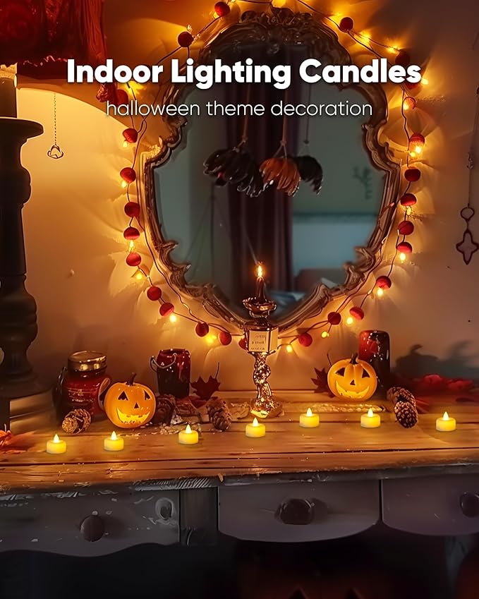 Amagic 12 Pack Timer Tea Lights Candles Battery Operated Candles with 6H Timer, Auto On Daily, Flickering LED TeaLights for Wedding, Table Centerpiece, Home Decor, Christmas, Halloween, Ivory Base
