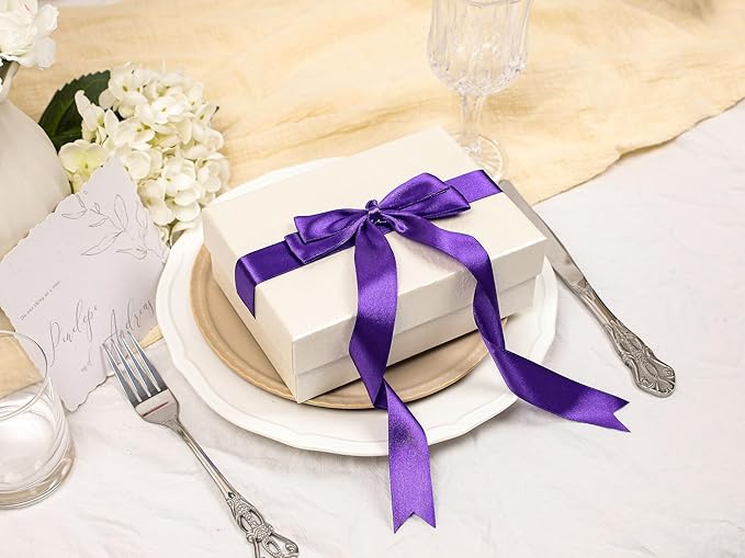 Purple Satin Ribbon 1 inch X Continuous 100 Yards, Single Face Polyester Ribbon Perfect for Gift Wrapping, Flower Bouquet, Wedding Decor, Crafts, Bow Making, Sewing and More