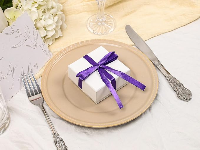 Purple Satin Ribbon 3/8 inch X Continuous 25 Yards, Single Face Polyester Ribbon Perfect for Gift Wrapping, Flower Bouquet, Wedding Decor, Crafts, Bow Making, Sewing and More