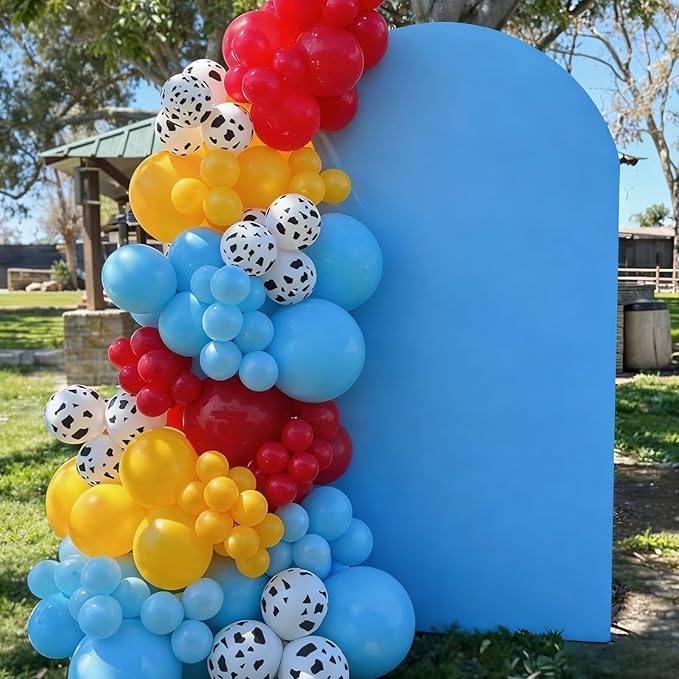 Farm Animal Print Balloon,50Pcs Sky Blue Cloud Balloons Set Red Blue Yellow Green Latex Balloon,for Boys Girls Birthday Party Supplies
