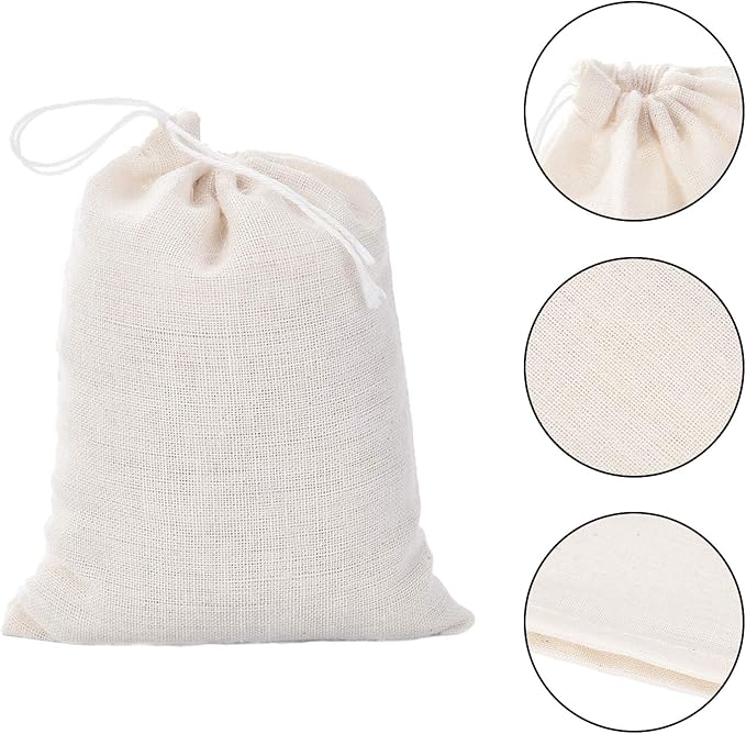 Tatuo 200 Pack Muslin Bags Burlap Drawstring sachet Bags Multipurpose Canvas Linen Pouch for Tea Jewelry Wedding Party Favors Storage