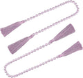 Fenghuangwu 34 Inch Pearl Glass Bead Garland with Tassels - Elegant Boho Table Decor, Fringe Wall Hanging for Wedding, Party, Farmhouse Rustic Prayer Bead Home Decoration(2 Pack,Purple)