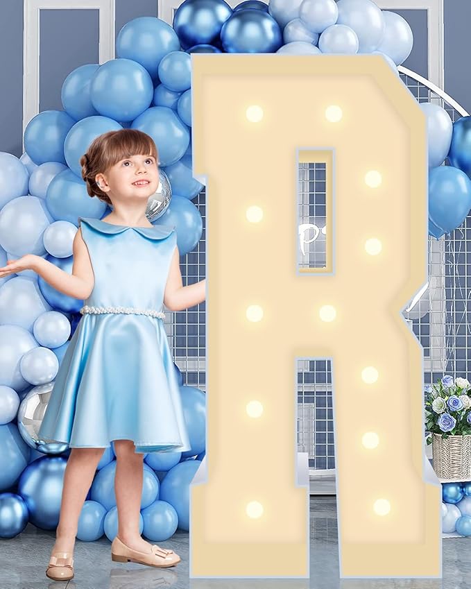 4FT Marquee Plastic Letters R - Light up Letters Are Made from Corrugated Plastic Board - Quick Assembly Without Tools, Disassembled Components Can Be Used for Garage Sale Signs, Yard Sale Signs