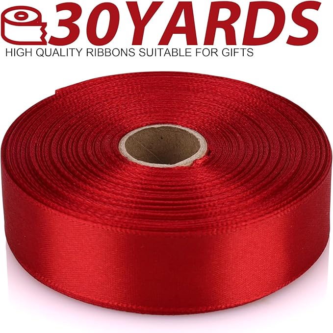 Wine red Ribbon 7/8 Inch 30 Yards Satin Craft Ribbon-Single Face Polyester Ribbon for Handmade Roses,Gift Wrapping,Timeless Flower,Bouquets,Wedding and Party Decoration