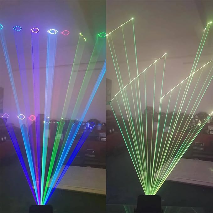 JUNMAN 2W 2000mw RGB Full Color Animation Stage Effect Light DJ Disco Stage Beam Lights for Party Wedding Event Lighting Show
