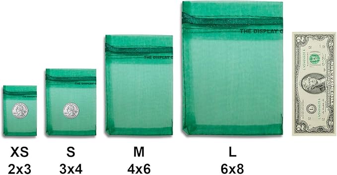TheDisplayGuys 100-Pack 4x6 Dark Green Sheer Organza Gift Bags with Drawstring, Jewelry Candy Treat Wedding Party Favors Mesh Pouch