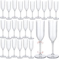 Remerry 48 Pack Detachable Plastic Champagne Flutes 5.5 oz Champagne Glasses Bulk Disposable Mimosa Glasses Reusable Wine Cups for Wedding Toasting Baby Shower Birthday Party New Years (Clear)