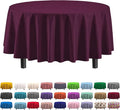 Party Solids Pack Of 12 Premium Plastic Tablecloth 84 Inch Round Table Cover - Plum