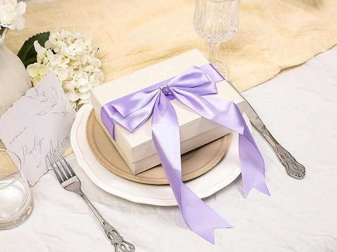 Light Purple Satin Ribbon 1-1/2 inch X Continuous 25 Yards, Single Face Polyester Ribbon Perfect for Gift Wrapping, Flower Bouquet, Wedding Decor, Crafts, Bow Making, Sewing and More