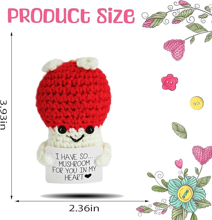 Crochet Emotional Support Mushroom-Handmade Mental Health Gifts for Friends,Family-Uplifting Gifts for Grandpa,Grandma Mom,Dad,Teens