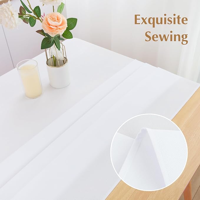 2 Pack Square Table Cloth 60X60 Inch White Washable Fabric Tablecloth Polyester Solid Dining Table Cover for Birthday Party Dinner Holiday Outdoor Indoor