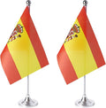 ZXvZYT 2 Pack Spain flag Spanish Table Flag Small Mini Spanish Desk Flags With Stand Base,International Festival Events Celebration Decorate,Home office Decorations