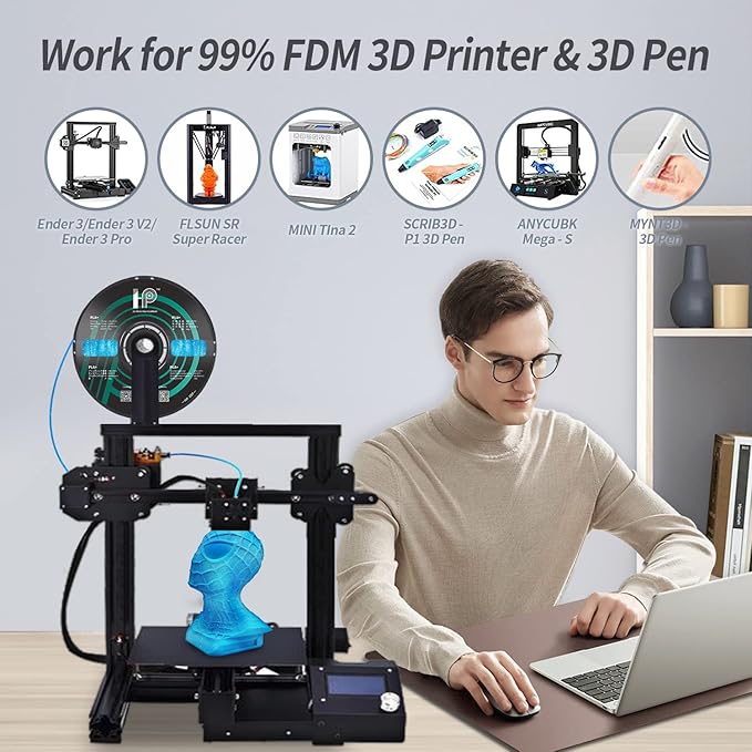 Glow in The Dark PLA Filament, 3D Printer Filament, PLA Filament 1.75mm Dimensional Accuracy +/- 0.02mm, 1KG Spool (2.2 lbs), Fit Most FDM Printer (Glow Green)