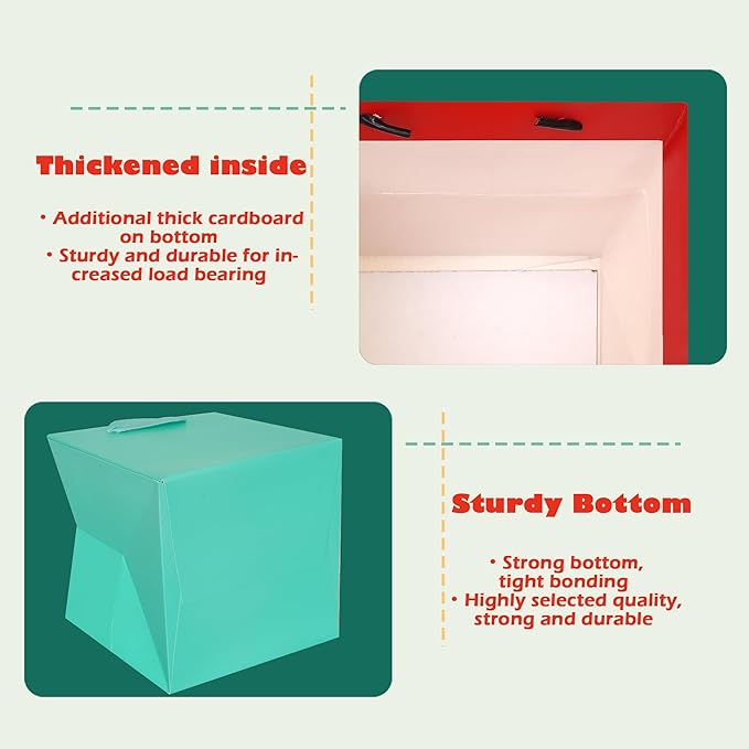 ADIDO EVA Teal Blue Square Gift Bags Mini Small Size Turquoise Square Bottom Paper Bags with Handles for Party Favor (4x4x4 In, 10 CT)