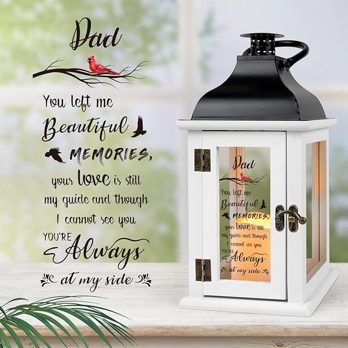 Memorial Lantern - Bereavement Sympathy Gifts for Loss of Loved One Memorial Gifts for Loss of Father Remembrance Gifts Thoughtful Funeral Gifts for Loss of Dad with LED Candle and Remote