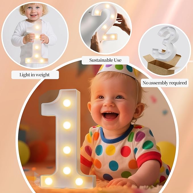 LED Marquee Light Up Numbers Sign - Lighted Birthday Numbers Sign for 30th Birthday Party Decoration, Bar Wall, Home, Table Room, Wedding and Christmas Decorations, Number 30