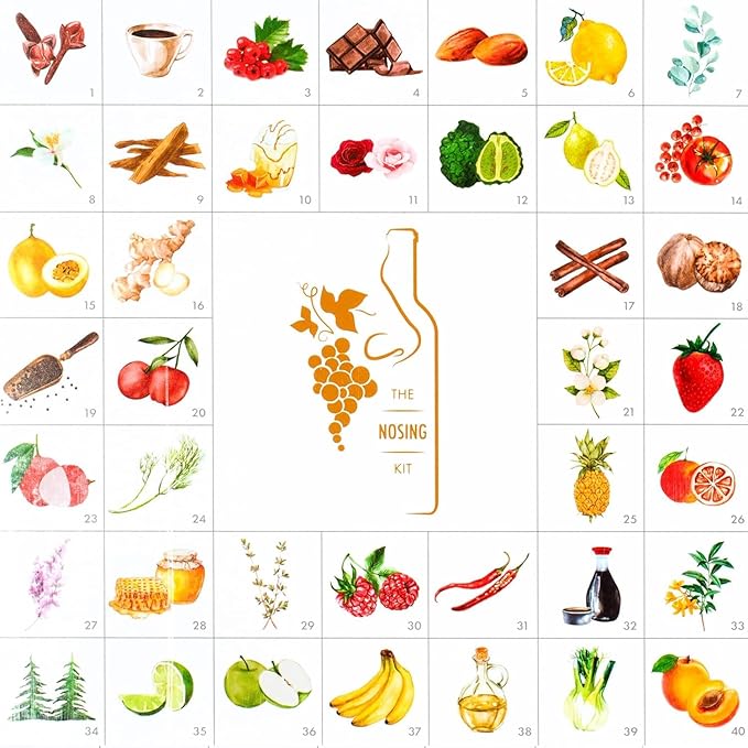 Wine Aroma Kit, Tasting & Smelling Aroma Set For Both White & Red Wines, 80 Aromas, Training Educational Gift - Beginners & Sommelier Master, Book & Accessories Guide Included Wine Game Gifts Holiday