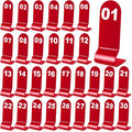 Okllen 1-30 Table Numbers Red, Restaurant Acrylic Order Numbers, Double Sided Table Number Card Signs for Wedding Party Seating Cafes Banquet