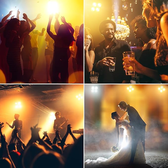 Stage Lights, 4X100W COB Spotlight LED Par Can Retro Lights, 2 in 1 Cool White & Warm White DMX512 Sound Activated Blinder Uplights for Events Parties Wedding Church Concert Studio Show Dance - 6Packs