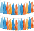 Orange and Blue Paper Tassel, 20 Pack, Party Decorations for Birthday, Baby Shower, Sprot Game,Graduation
