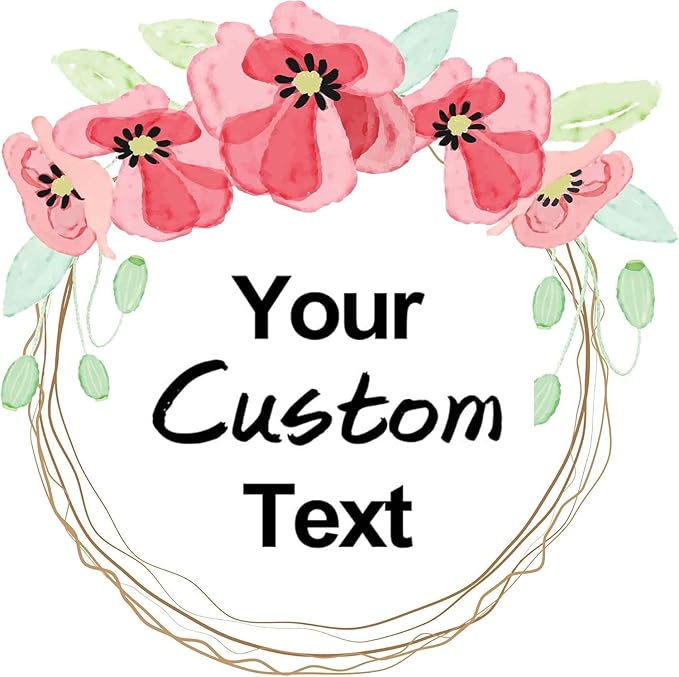 Premium Custom Stickers Labels - Personalized Stickers for Businesses Logo and Name. Birthday Pets and Label Product Boxes Wedding Favors Waterproof Labels (wreath 17, 3.5 inch)