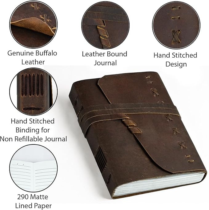 Large Leather Journal for Women & Men, Leather Bound Journal, 290 Lined Paper Diary Men Journal Leather Notebook Journal, Daily Handmade Writing Journal Vintage Journal For Leather Sketchbook, Leather Travel Journal For Men Leather Book