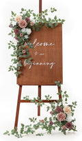 Ling's moment 2pcs Wedding Flowers Garland Artificial Floral Swag Arch Decorations Greenery Arrangements Dusty Rose Mauve Ceremony Reception Garden Easel Wall Entryway Outdoor Board(NOT Include Sign)