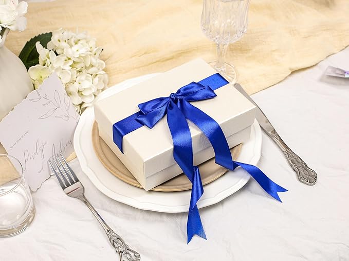 Royal Blue Satin Ribbon 1 inch X Continuous 50 Yards, Single Face Polyester Ribbon Perfect for Gift Wrapping, Flower Bouquet, Wedding Decor, Crafts, Bow Making, Sewing and More