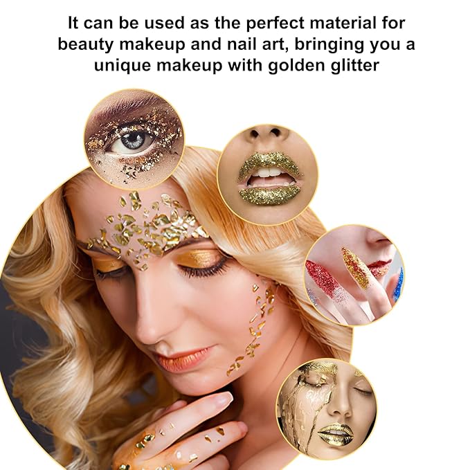 Serlium Edible Gold Leaf, Gold Leaf Cake Decoration Gold Flakes Food Gold Foil Decoration Baking Gold Foil Decor Chocolates Decor Gold Leaf Sheets for Cooking Dessert Decoration Crafts Makeup (2Pcs)