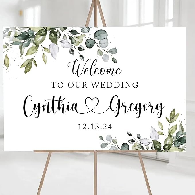 Custom Eucalyptus Wedding Welcome Sign Template, Elegant Eucalyptus Printable Sign for Ceremony or Reception