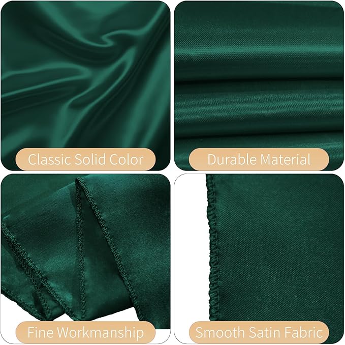 100 PCS Satin Chair Sashes Decorative Bows Universal Satin Chair Sashes Ties Ribbon Bow Chairs Cover Band for Wedding Birthday Party Ceremony Reception Banquet Restaurant Decor(7x108inch,Forest Green)