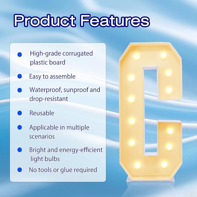 4FT Marquee Plastic Letters C - Light up Letters C Are Made from Corrugated Plastic Board - Quick Assembly Without Tools, Disassembled Components Can Be Used for Garage Sale Signs, Yard Sale Signs