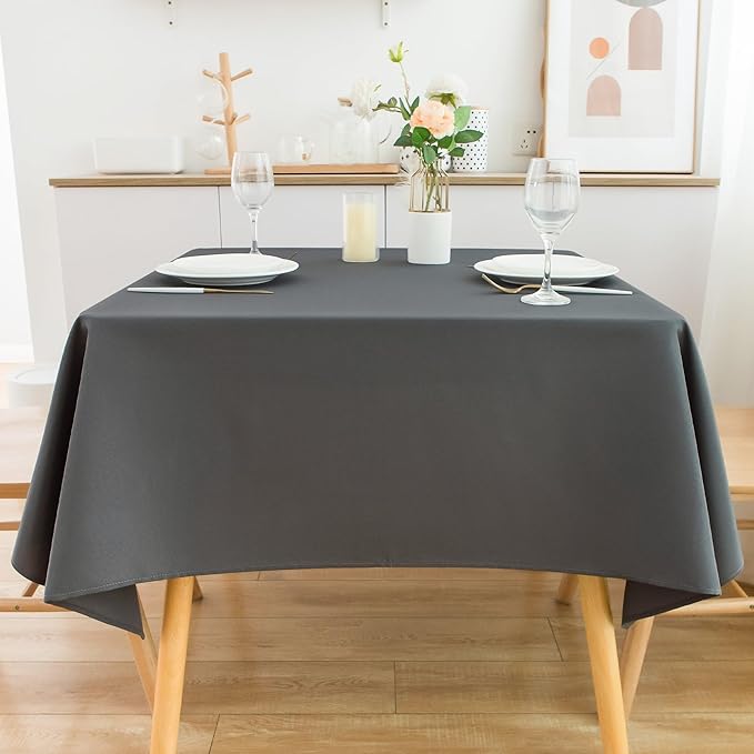 2 Pack Square Table Cloth 52X52 Inch Grey Washable Fabric Tablecloth Polyester Solid Dining Table Cover for Birthday Party Dinner Holiday Outdoor Indoor